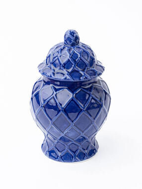 8 Oak Lane Small Textured Ginger Jar - Navy Blue